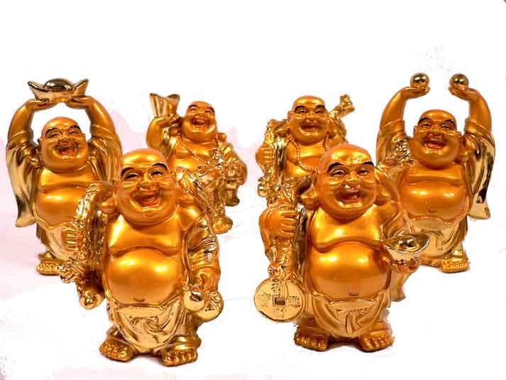 Deko Budha Figuren im 6 er Set Groß in Gold Nr 03