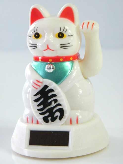 Solar Winkekatze Maneki Neko Katze 12cm