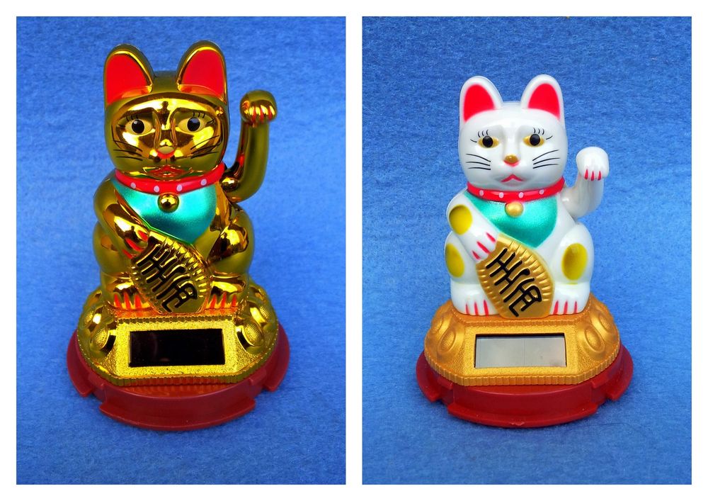 Solar Winkekatze Maneki Neko Katze 12cm