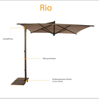Ampelschirm RIO quadratisch 300 x 300 cm
