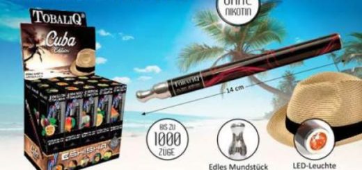 E-Shisha "CUBA"Edition Premium Tobaliq Mix Sorten ca.1000 puffs mit LED ohne Nikotin