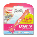 12x Wilkinson Quattro for Women Rasierklingen Papaya & Pearl + Rasierergriff